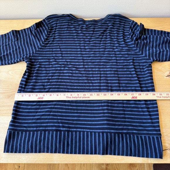 CUT LOOSE STRIPED LONG SLEEVE KNIT FLEECE TOP RELAXED COZY CASUAL EVERYDAY M - Picture 10 of 12
